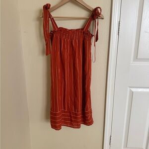 Orange Striped Sleeveless Dress